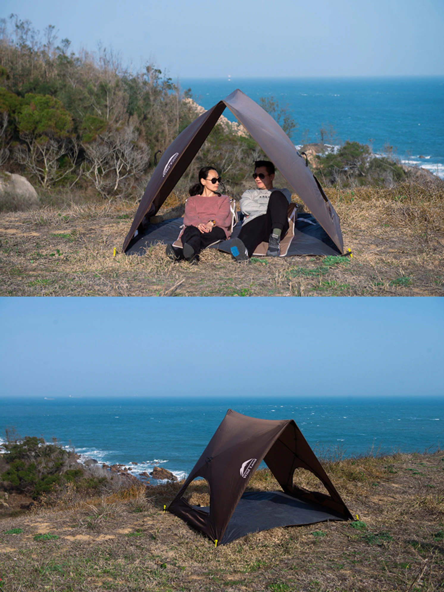 Cheap Goat Tents 3 Person Triangle Hub Screen Tent, Quick Opening Tent, Garden House, Beach Tarp   